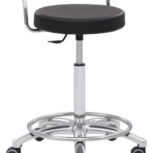 Extra-stabiler Arbeitshocker mit Fußring und Chrombügel